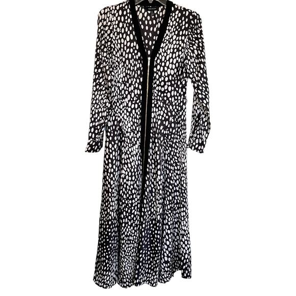 Karen Millen Black White Cheetah Animal Print Long Sleeve Midi Dress Size 4 NWT - Picture 5 of 13